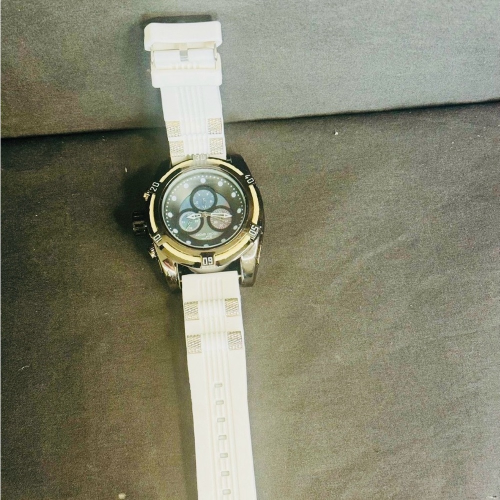 White Strap Sport Watch with Black & Gold Case - Picture 6 of 12
